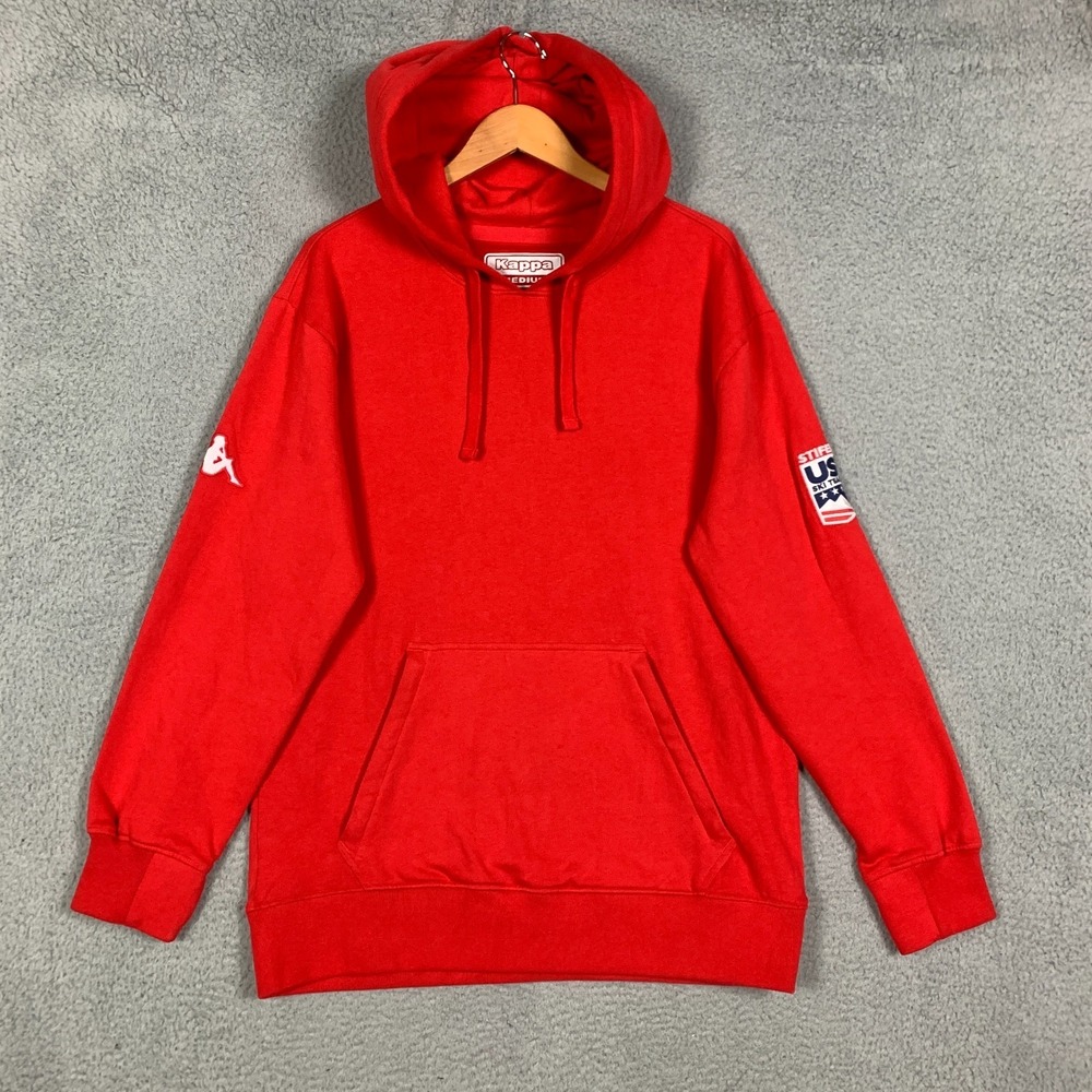 Kappa Hoodie Sweatshirt Men's Medium M Red US Ski Team Pullover Stretch Fleece